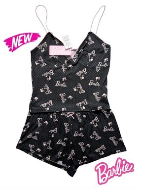 NWT BARBIE 2 Piece All Over Logo Matching Lounge Set Sz. Large